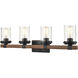 Taos 4 Light 32 inch Matte Black/Wood Grain Vanity Light Wall Light